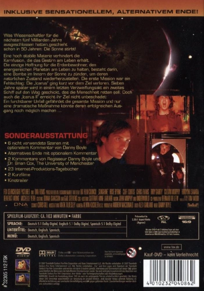 Sunshine DVD Science Fiction (2008) Michelle Yeoh Free Royal Mail Delivery