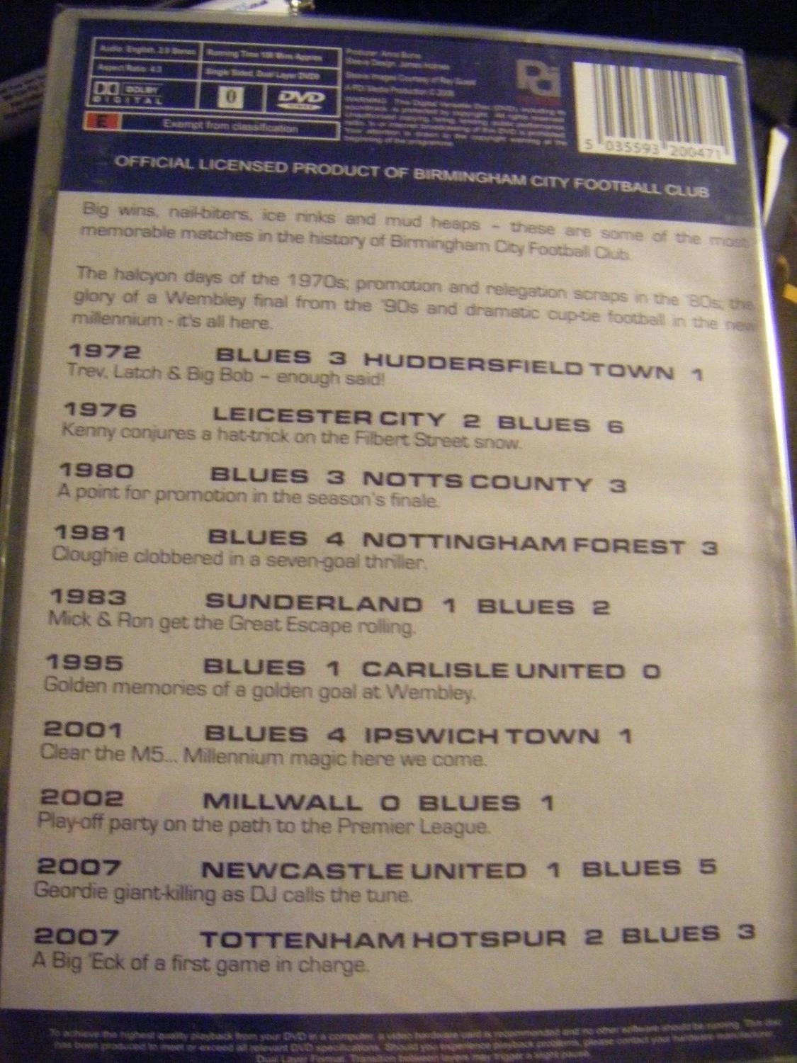 Birmingham City - Classic Matches DVD Football, Sports (2008) Quality Guaranteed