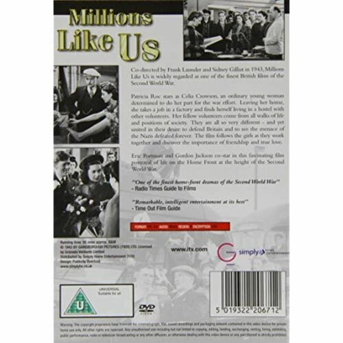 Millions Like Us DVD Military/War (2004) Patricia Roc Quality Guaranteed - Image 2