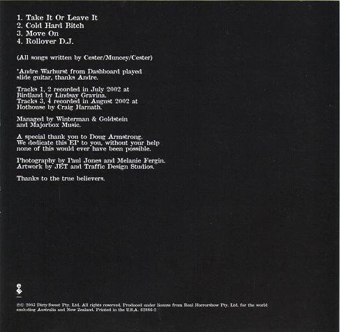 Jet - Dirty Sweet EP CD (2003) New Audio Quality Guaranteed Reuse Reduce Recycle