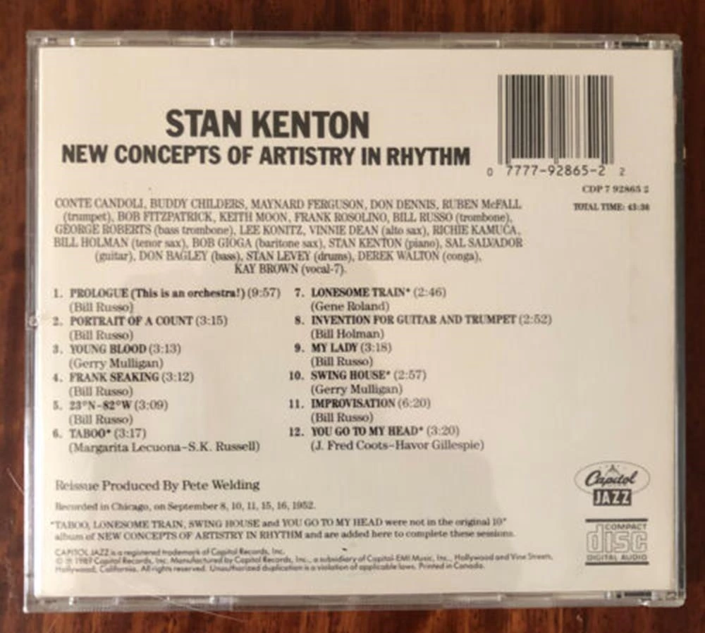 Stan Kenton - New Concepts Of Artistry In Rhythm CD (1999) Audio Amazing Value