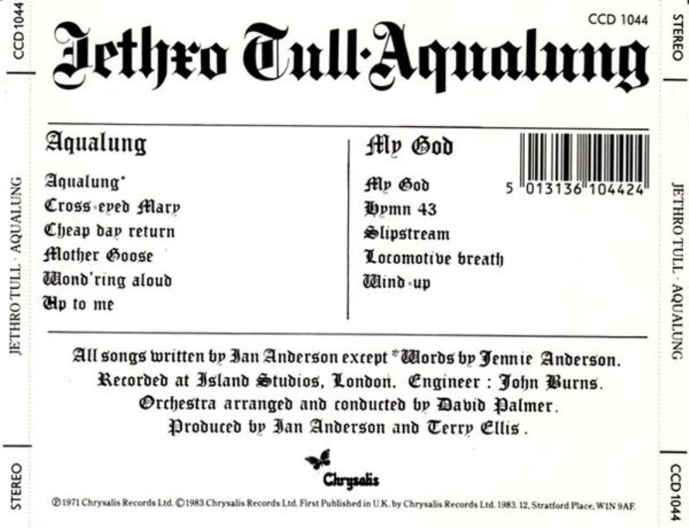 Jethro Tull - Aqualung CD (1983) Audio Quality Guaranteed Reuse Reduce Recycle