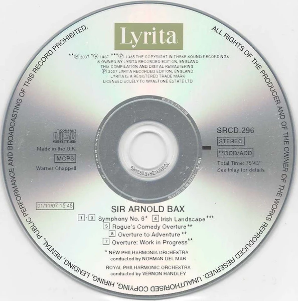 Norman del Mar - Symphony No. 6 / Irish Landscape / Overture To Adventure CD