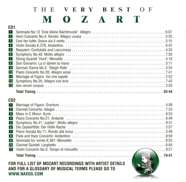 Wolfgang Amadeus Mozart - The Very Best Of Mozart CD (2005) Audio Amazing Value