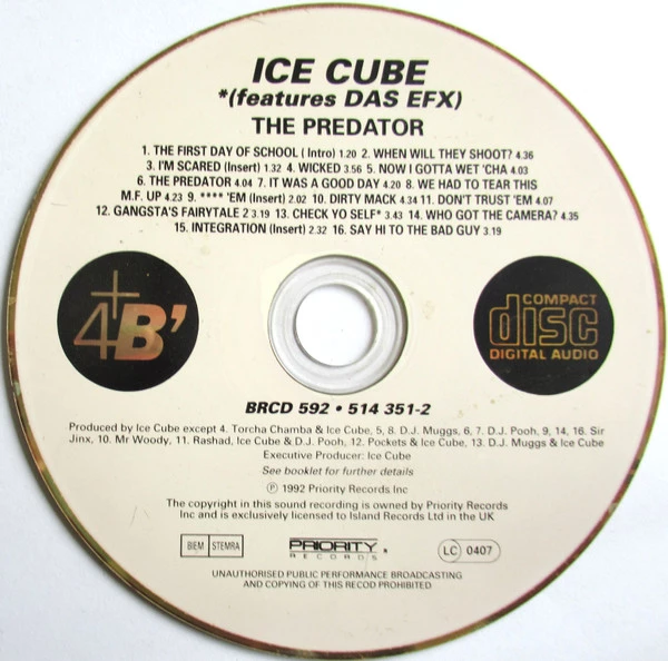 Ice Cube - The Predator CD (1996) Audio Quality Guaranteed Reuse Reduce Recycle