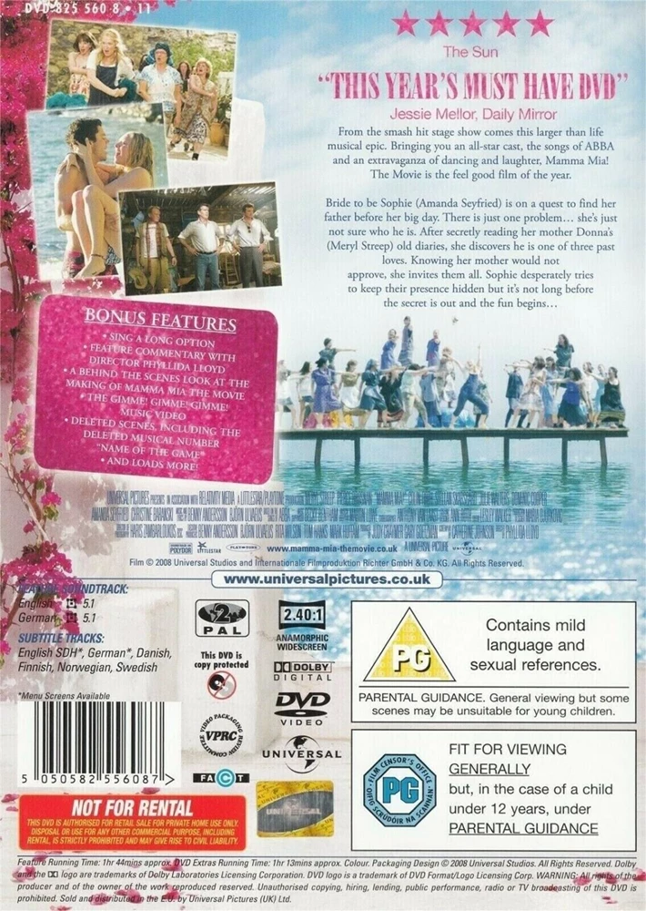 Mamma Mia! The Movie DVD Musicals & Broadway (2008) Meryl Streep Amazing Value - Image 2