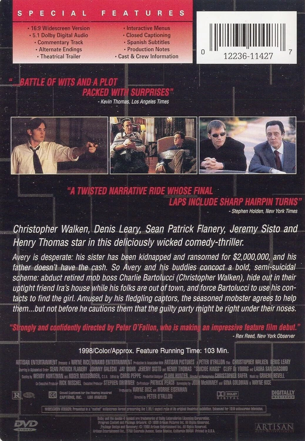 Suicide Kings DVD (2001) Christopher Walken Free Royal Mail Delivery