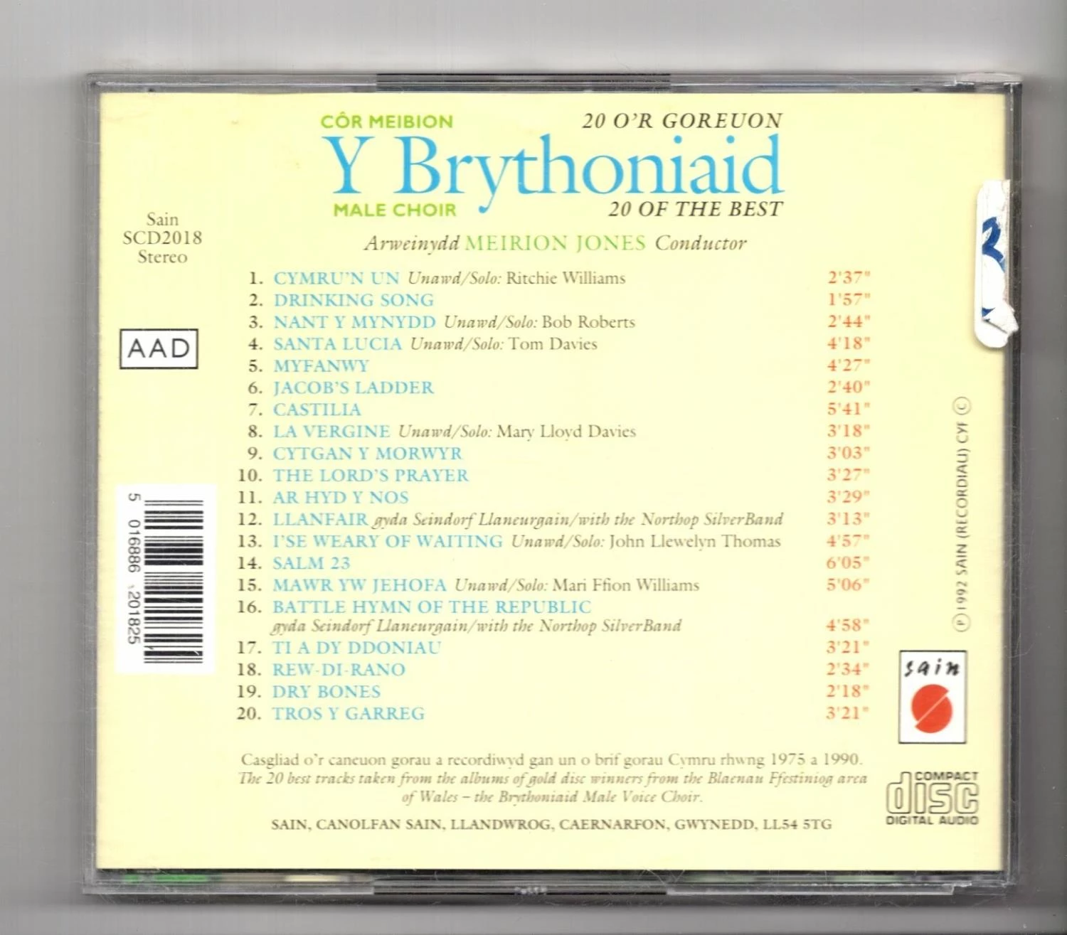 Brythoniaid Male Voice Choir - 20 Of The Best CD (2000) Audio Quality Guaranteed