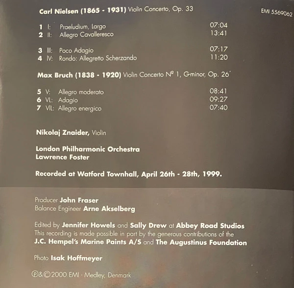Nikolaj Znaider - Violin Concerto / Violin Concerto № 1, G-Minor CD (2000) Audio